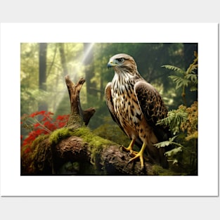 Falcon Animal Bird Wildlife Wilderness Colorful Realistic Illustration Posters and Art